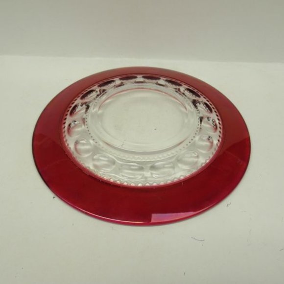 Indiana Glass Crystal Ruby Flashed KINGS CROWN 8 1/4 Inch Salad Plate - Picture 4 of 4